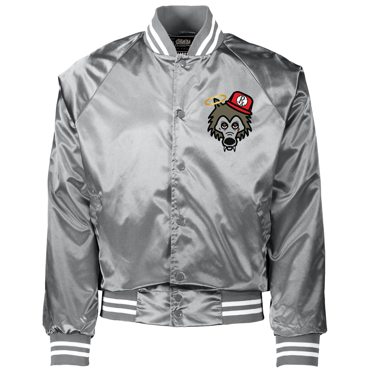 Satin Baseball Jacket - Silver - Rx Wolf – Pie-Rx Clothing