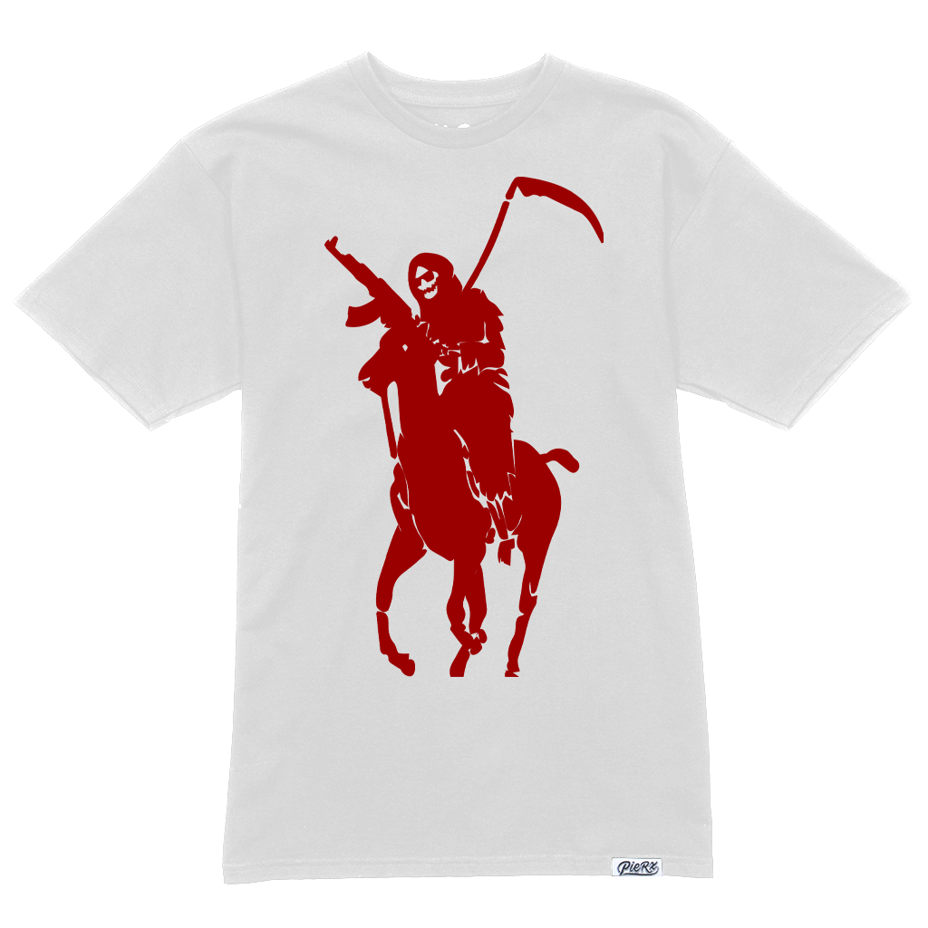 White polo t outlet shirt red horse